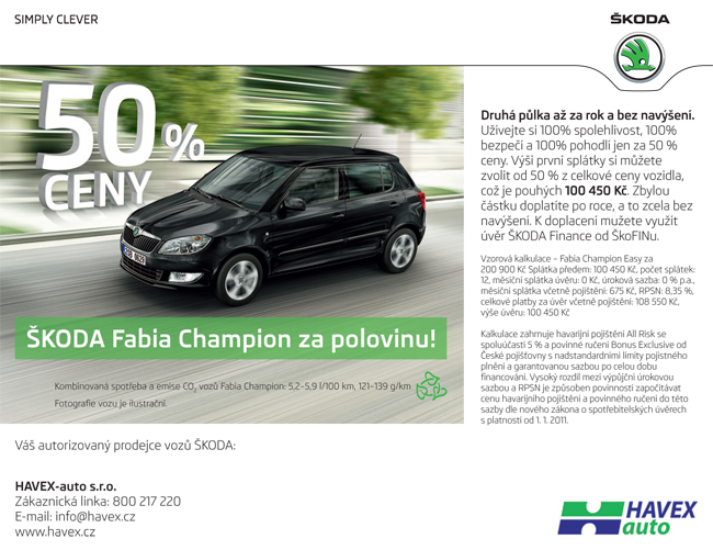 Fabia Champion 50 procent ceny