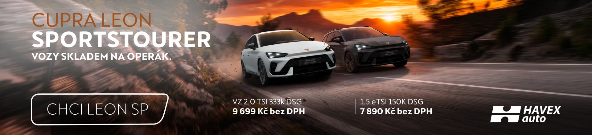  CUPRA Leon Sportstourer na operativní leasing již od 7 890 Kč bez DPH - VOZY SKLADEM | HAVEX-auto s.r.o.